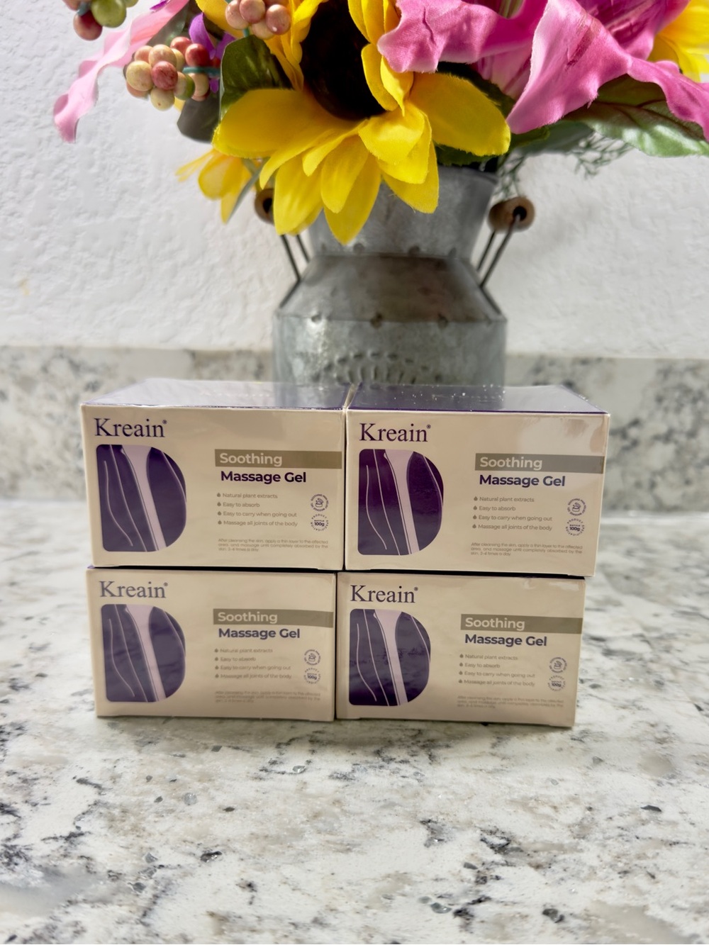 Kreain Soothing Pain Relief Message Gel, Bundle of 4.